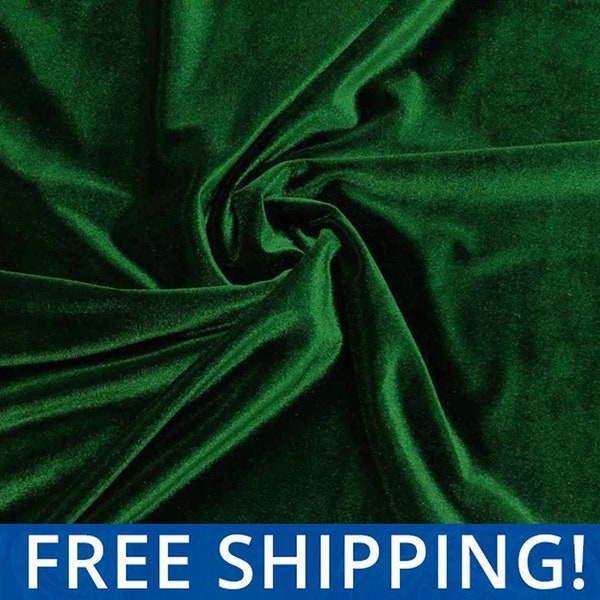 Hunter Green Stretch Velvet Fabric - Sold by The Yard & Bolt - Ideal for Sewing Apparel, Dresses, Skirts, Costume and Craft