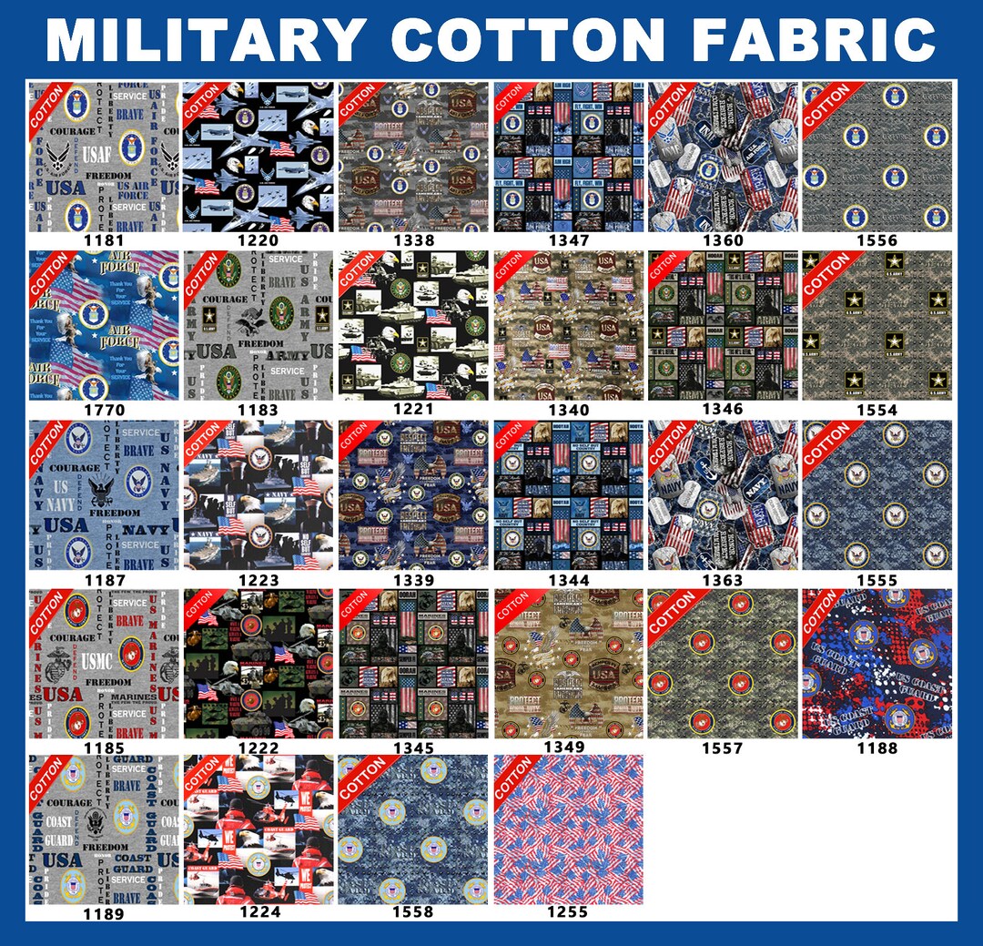United states military branches cotton fabric all branches collection