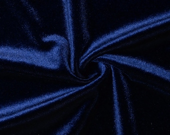 Navy Blue Stretch Velvet Fabric - 60" Wide - 90/10% Polyester Spandex - Sold by The Yard - for Sewing Apparel, Dresses, Skirts, Pillows