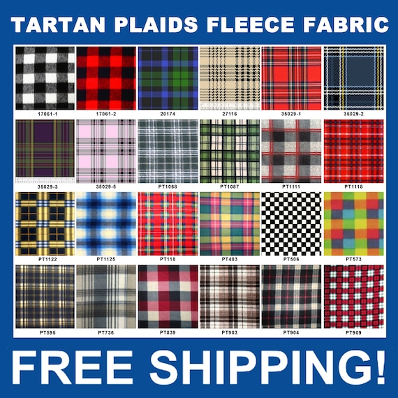 Tartan Plaid Fleece Fabric - 60 Wide - Sold by the Yard & Bolt - Ideal for  Sewing Projects, Scarves, No Sew Fleece Throws and Tie Blankets