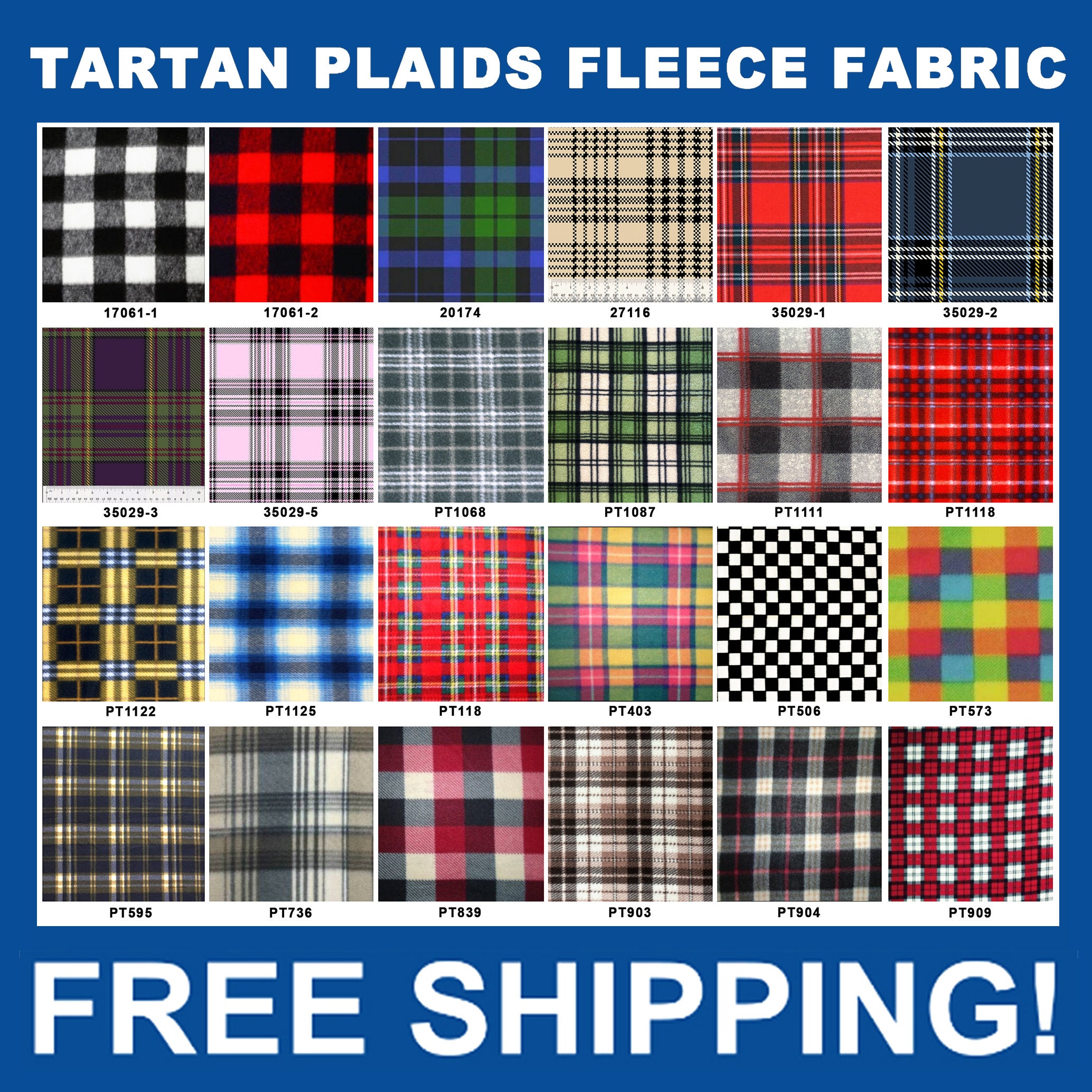 Tartan Plaid Fleece Fabric - 60 Wide - Sold by the Yard & Bolt - Ideal for  Sewing Projects, Scarves, No Sew Fleece Throws and Tie Blankets