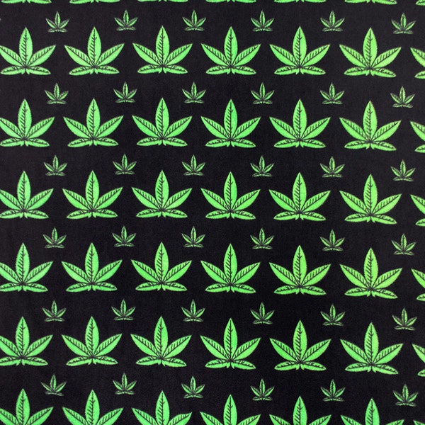 Marijuana Cannabis Leaves Fleece Fabric - Sold by the Yard & Bolt - Ideal for Sewing Projects, Scarves, No Sew Fleece Throws and Tie Blanket