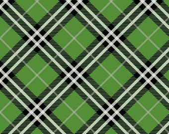 Checkered Plaid Green Fleece Fabric - 60" Wide - 100% Polyester - Sold by the Yard - for No Sew Fleece Throws and Tie Blankets