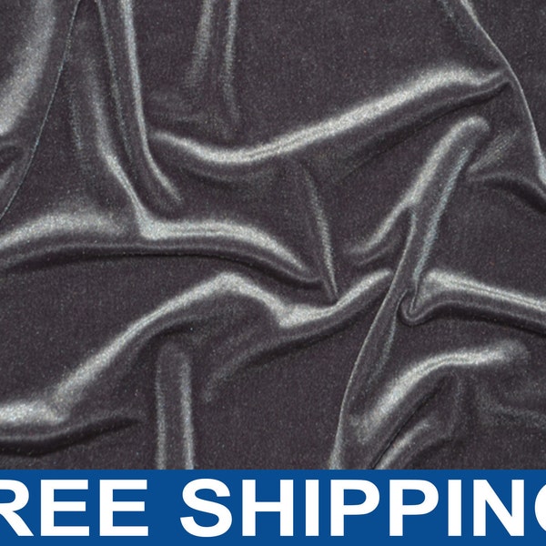Charcoal Gray Stretch Velvet Fabric - Sold by The Yard & Bolt - Ideal for Sewing Apparel, Dresses, Skirts, Costume and Craft