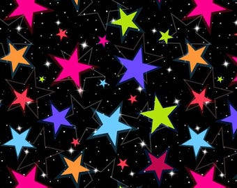 Colorful Night Stars Fleece Fabric - 60" Wide - 100% Polyester - Sold by the Yard - for No Sew Fleece Throws and Tie Blankets