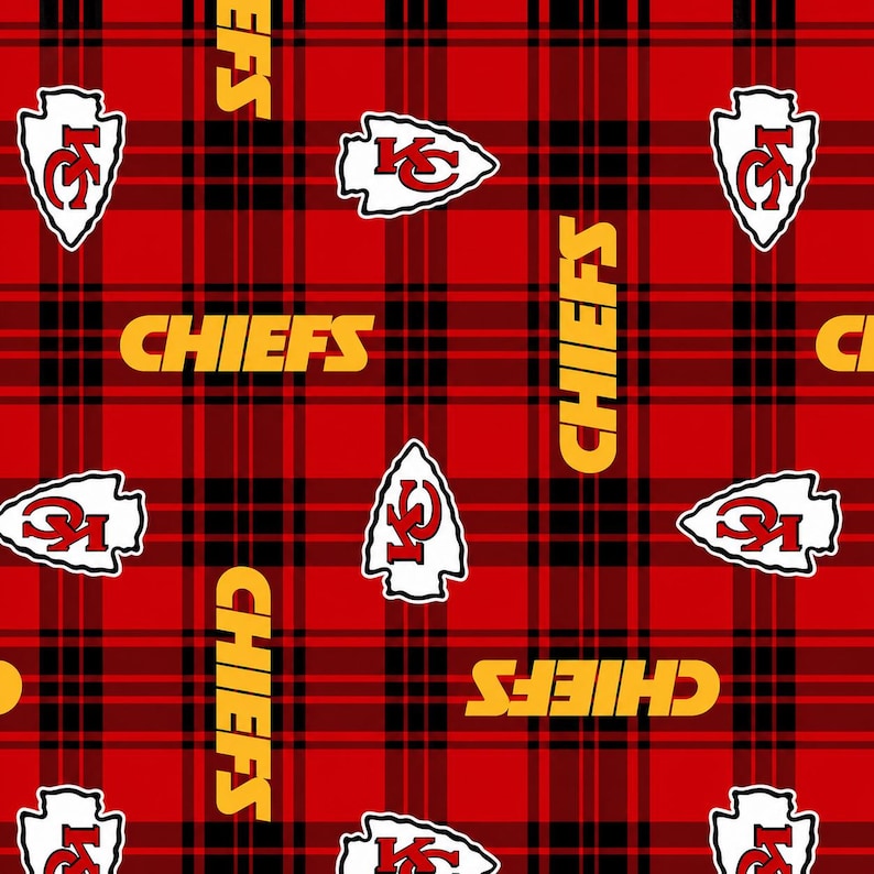 Kansas City Chiefs NFL Fleece Fabric - 58" Wide - 100% Polyester - Sold by the Yard - Perfect for No Sew Fleece Throws and Tie Blankets image 1