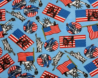 Lady Liberty Blue Fleece Fabric - 60" Wide - 100% Polyester - Sold by the Yard - for No Sew Fleece Throws and Tie Blankets