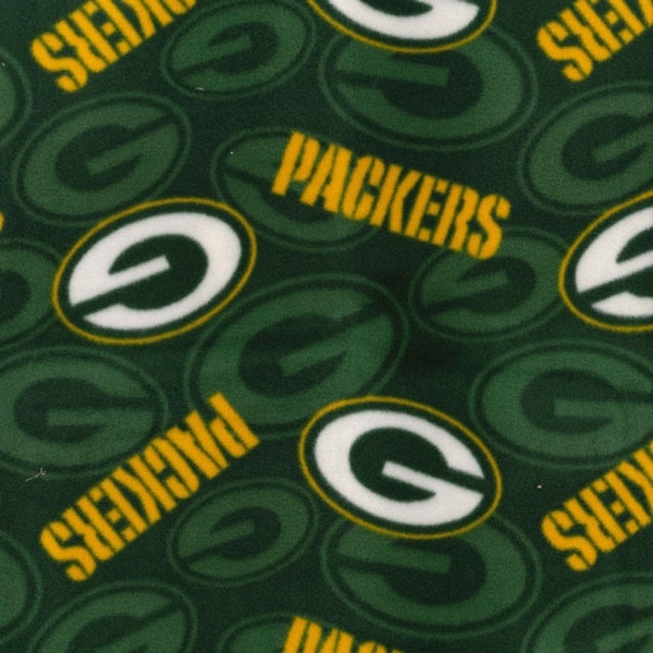 Green Bay Packers NFL Fleece Fabric - Sold by the Yard & Bolt - Ideal for Sewing Projects, Scarves, No Sew Fleece Throws and Tie Blankets