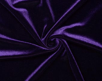 Purple Stretch Velvet Fabric - 60" Wide - 90/10% Polyester Spandex - Sold by The Yard - for Sewing Apparel, Dresses, Skirts, Pillows
