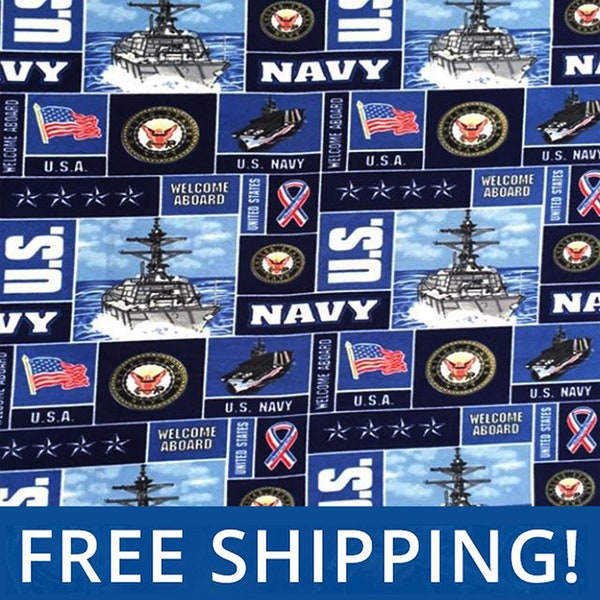 United States Military Navy Branch Fleece Fabric -  Sold By The Yard and Bolt - Buy More & Save More - Free Shipping!!