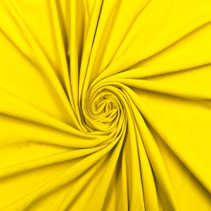 Yellow Cotton Spandex Jersey Knit Fabric - 4 Way Stretch - Sold by the Yard & Bolt - Ideal for T-shirts, Dresses, Skirts and Athleticwear
