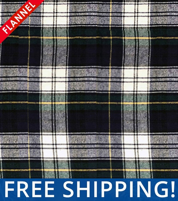 Pico Textiles 1 Yard - 100% Cotton Tartan Plaid Flannel Fabric - Blue & Green - Sold by The Yard - Ideal for Shirts, Scarves, Pajamas & Blankets