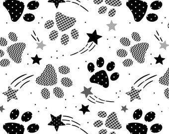 Paw Prints Fleece Fabric - 60" Wide - 100% Polyester - Sold by the Yard - for No Sew Fleece Throws and Tie Blankets