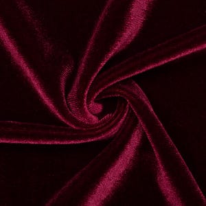 Burgundy Stretch Velvet Fabric - 60&quot; Wide - 90/10% Polyester Spandex - Sold by The Yard - for Sewing Apparel, Dresses, Skirts, Pillows