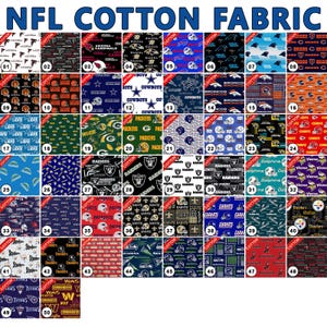 NFL Team Cotton Fabric - 58&quot; Wide - 100% Cotton - Sold by The Yard - Ideal for Crafting, Quilting, Banners, Flags and Bandanas