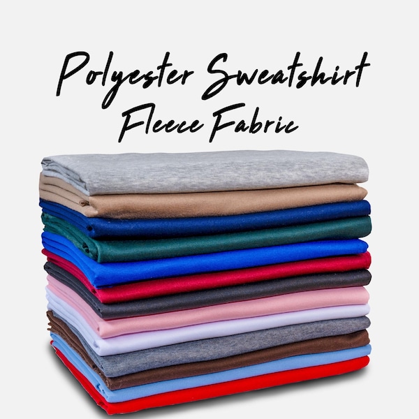 Polyester Sweatshirt Fleece Fabric - 85/15% Polyester Cotton - 60" Wide -  Sold by the Yard - for Hoodies, Sweatshirts & Sweatpants