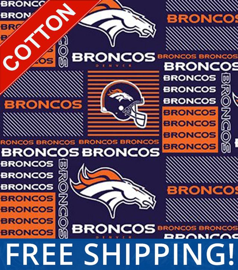 DENVER BRONCOS NFL Cotton Fabric By The Yard 6422 Free Etsy