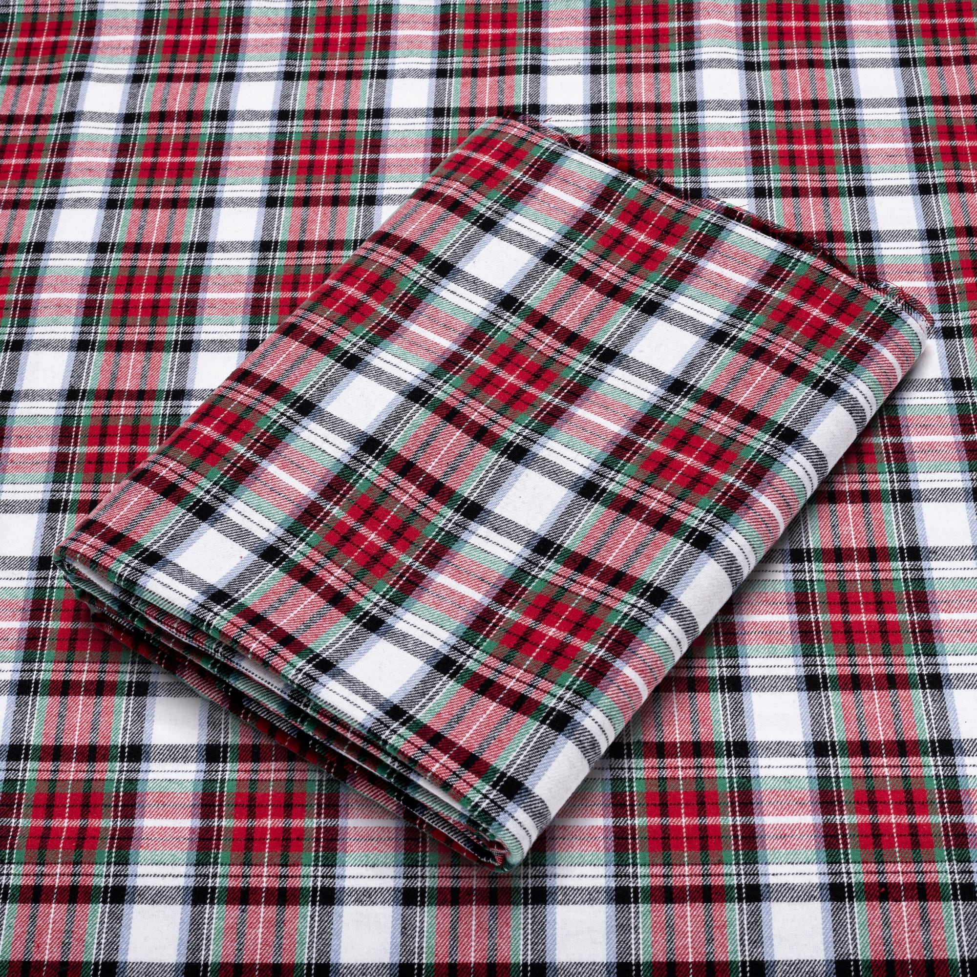 Red, White, and Green Tartan Plaid Flannel Fabric - 60" Wide - 100% Cotton - Sold by the Yard - for Shirts, Scarves, Pajamas & Blankets