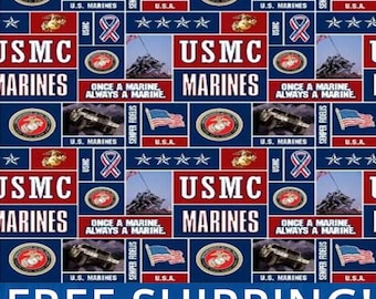 United States Marine Corps Fleece Fabric -  Sold By The Yard and Bolt - Buy More & Save More - Free Shipping!!