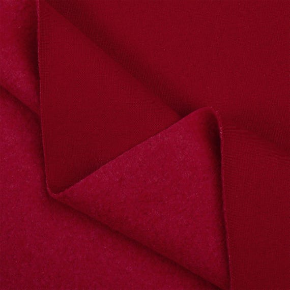 Red Polyester Sweatshirt Fleece Fabric - 85/15% Polyester Cotton - 60" Wide -  Sold by the Yard - for Hoodies, Sweatshirts & Sweatpants