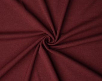 Burgundy Cotton Spandex Jersey Knit Fabric - 4 Way Stretch - Sold by the Yard & Bolt - Ideal for T-shirts, Dresses, Skirts and Athleticwear