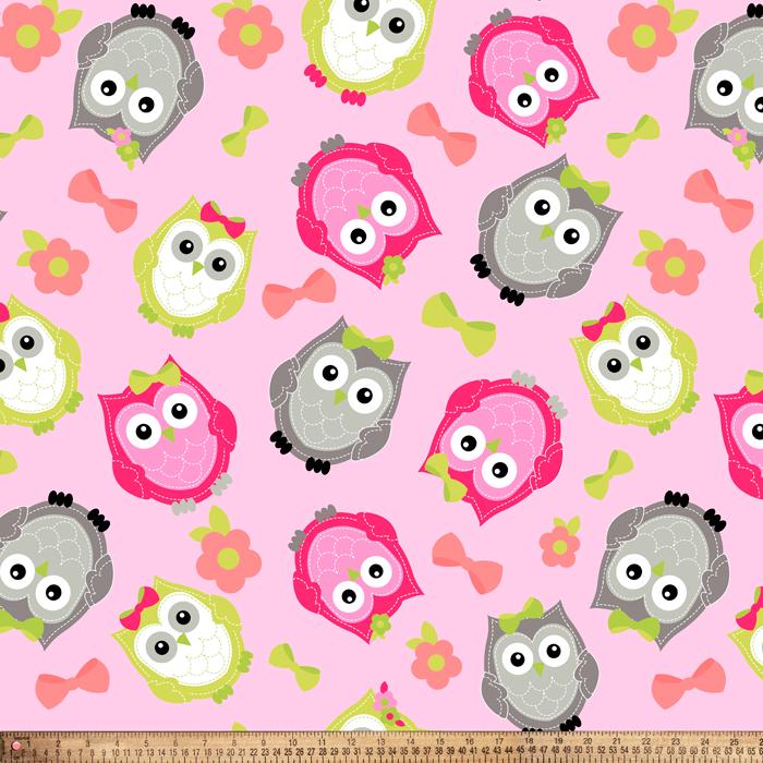 Owls Childrens Kids Fleece Fabric - Sold by the Yard - Ideal for Sewing Projects, Scarves, No Sew Fl