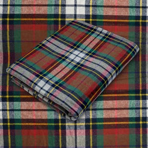 Red Green White Tartan Plaid Flannel Fabric - 60&quot; Wide - 100% Cotton - Sold by the Yard - for Shirts, Scarves, Pajamas & Blankets