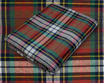 Red, Green and White Plaid Flannel Fabric by the Yard | 60" Wide