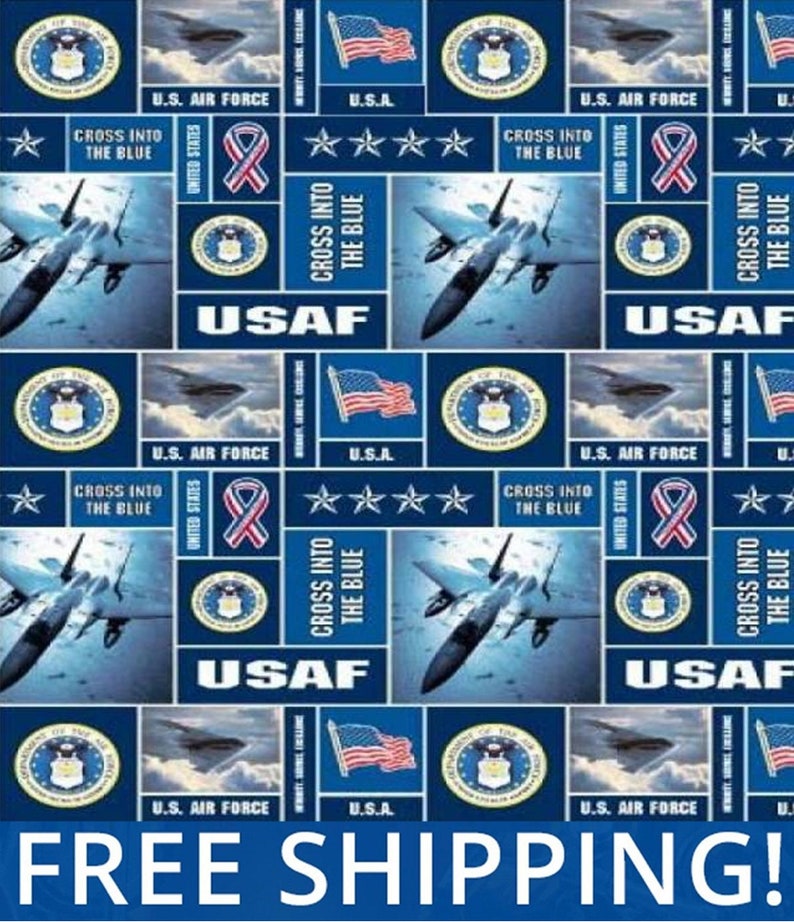 United States Air Force Fleece Fabric Sold By The Yard and Bolt Buy More & Save More Free Shipping image 1