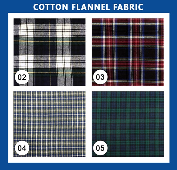 100% Cotton Tartan Plaid Flannel Fabric Sold by the Yard and Bolt