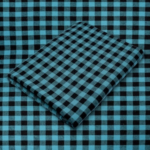 Turquoise Buffalo Plaid Checkered Flannel Fabric - 60&quot; Wide - 100% Cotton - Sold by the Yard - for Shirts, Scarves, Pajamas & Blankets
