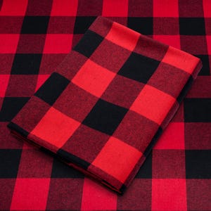 Red and Black Buffalo Plaid Checkered Flannel Fabric - 60&quot; Wide - 100% Cotton - Sold by the Yard - for Shirts, Scarves, Pajamas & Blankets