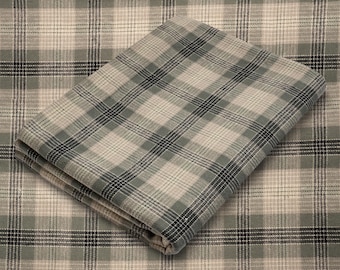 Tan and Olive Green Plaid Flannel Fabric by the Yard | 60" Wide