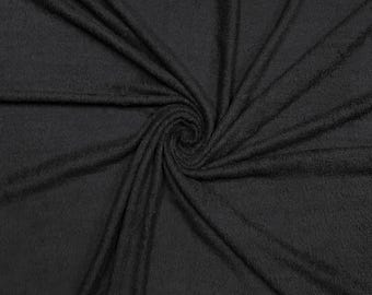 Black Terry Towel Fabric  - 10 oz - 45&quot; Wide - 100% Cotton - Sold by the Yard - for Robes, Towels, Washcloths, Cleaning Cloths & Dish Rags