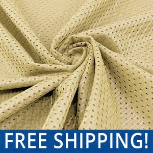 Vegas Gold Football Mesh Jersey Fabric - 60&quot; Wide - 100% Polyester - Sold by the Yard - Athletic Mesh Fabric for Sports Uniforms
