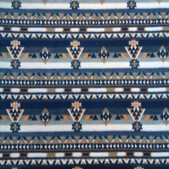 Southwest Navy Native American Fleece Fabric 60