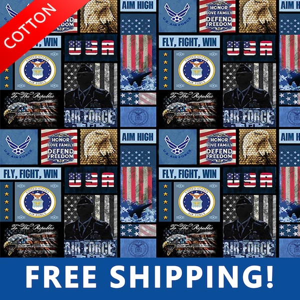 United States Air Force Cotton Fabric - Sold By The Yard and Bolt - Buy More & Save More - Free Shipping!!