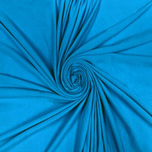 Turquoise Cotton Spandex Jersey Knit Fabric - 4 Way Stretch - Sold by the Yard & Bolt - Ideal for T-shirts, Dresses, Skirts and Athleticwear