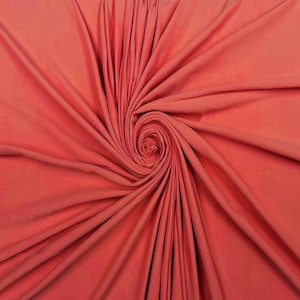 Coral Cotton Spandex Jersey Knit Fabric - 4 Way Stretch - Sold by the Yard & Bolt - Ideal for T-shirts, Dresses, Skirts and Athletic Apparel