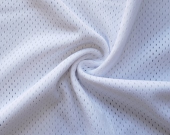 White Pro Mesh Heavy Weight Jersey Fabric - 60" Wide - 100% Polyester - Sold by The Yard - for Athletic Apparel and Sports Uniforms