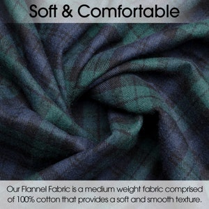 100% Cotton Tartan Plaid Flannel Fabric Sold by the Yard and Bolt Ideal for Shirts, Scarves, Pajamas & Blankets image 3