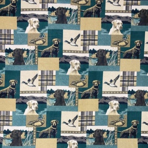 Duck Hunting Dogs Printed Fleece Fabric - Sold by the Yard & Bolt - Ideal for Sewing Projects, Scarves, No Sew Fleece Throws, Tie Blankets