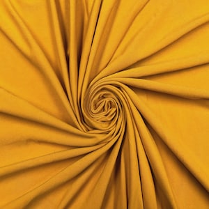 Mustard Cotton Spandex Jersey Knit Fabric - 4 Way Stretch - Sold by the Yard & Bolt - Ideal for T-shirts, Dresses, Skirts and Athleticwear
