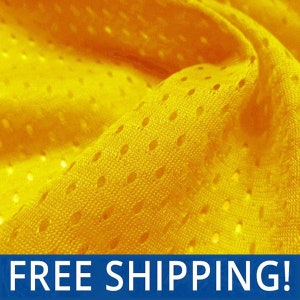 Gold Football Mesh Jersey Fabric - 60&quot; Wide - 100% Polyester - Sold by the Yard - Athletic Mesh Fabric for Sports Uniforms