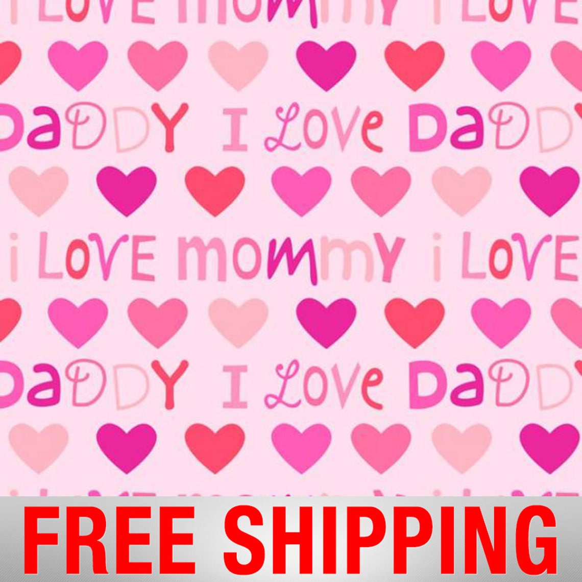 I Love Mommy and Daddy Pink Fleece Fabric 60 Wide  Etsy