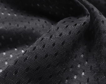 Black Football Mesh Jersey Fabric - 60" Wide - 100% Polyester - Sold by the Yard - Athletic Mesh Fabric for Sports Uniforms