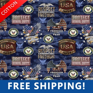 United States Navy Cotton Fabric - Sold By The Yard and Bolt - Buy More & Save More - Free Shipping!!
