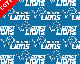 Detroit Lions NFL Cotton Fabric - 58" Wide - 100% Cotton - Sold by the Yard - Perfect for Quilting, Banners, Flags and Bandanas