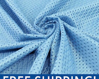 Sky Blue Football Mesh Jersey Fabric - 60" Wide - 100% Polyester - Sold by the Yard - Athletic Mesh Fabric for Sports Uniforms