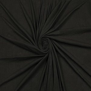 Black Cotton Spandex Jersey Knit Fabric - 4 Way Stretch - Sold by the Yard & Bolt - for T-shirts, Dresses, Skirts and Athleticwear Apparel